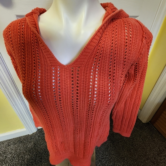 Ladies size medium loose knit sweater, hooded - Picture 2 of 7